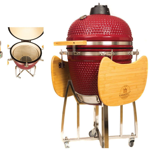 Kamados  bbq barbekü tekerlekli paslanmaz çelik ızgara seramik malzeme
