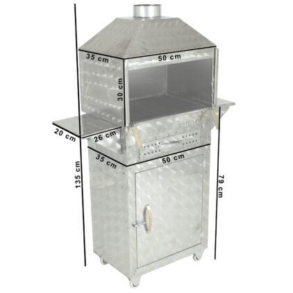 Davlumbazlı Bacalı  Mangal bbq barbekü aileye uygun kaliteli hesaplı 50 x 35