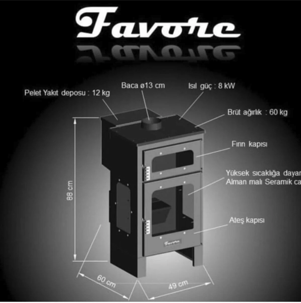 Peletli ve Odunlu Favore Guzineli Şömineli - FIRINLI Soba